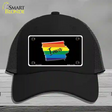 Iowa Rainbow Novelty License Plate Hat Mesh / Black