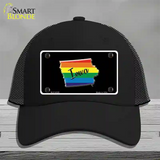 Iowa Rainbow Novelty License Plate Hat Mesh / Black