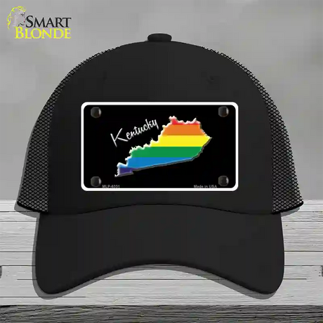 Kentucky Rainbow Novelty License Plate Hat Mesh / Black