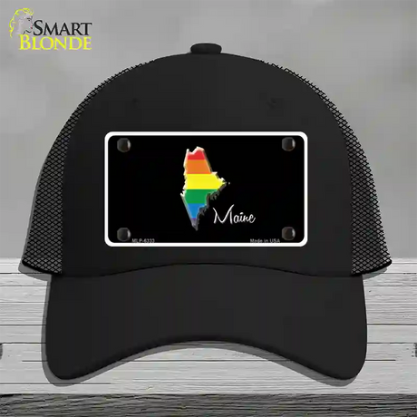 Maine Rainbow Novelty License Plate Hat Mesh / Black