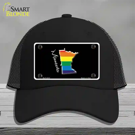 Minnesota Rainbow Novelty License Plate Hat Mesh / Black