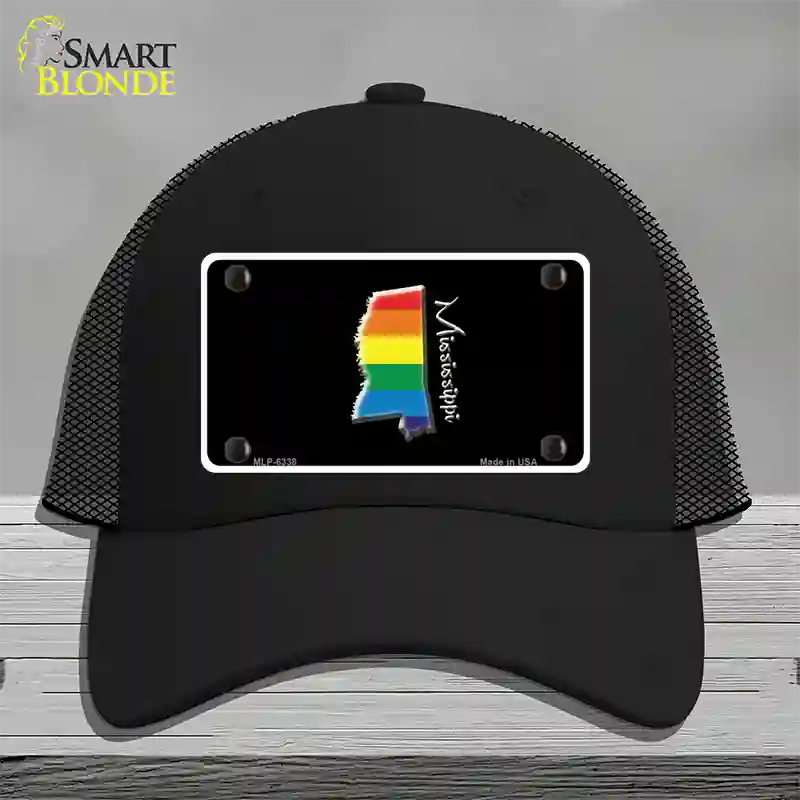 Mississippi Rainbow Novelty License Plate Hat Mesh / Black