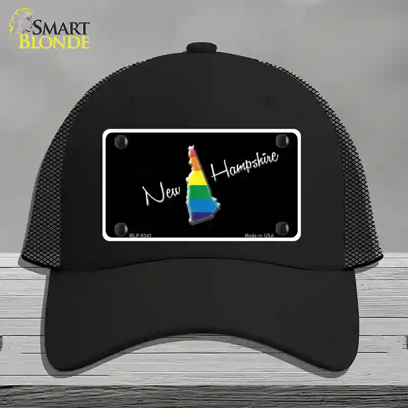 New Hampshire Rainbow Novelty License Plate Hat Mesh / Black