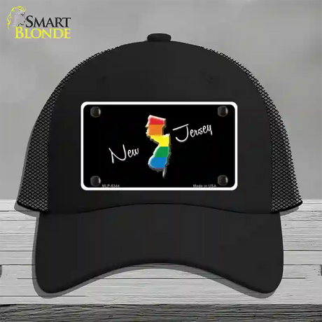 New Jersey Rainbow Novelty License Plate Hat Mesh / Black