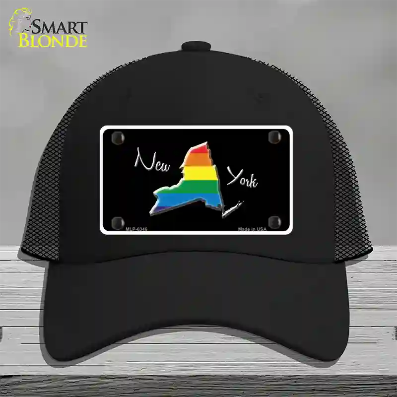 New York Rainbow Novelty License Plate Hat Mesh / Black