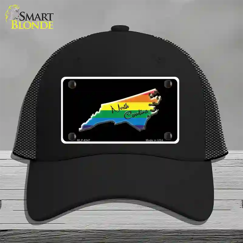 North Carolina Rainbow Novelty License Plate Hat Mesh / Black