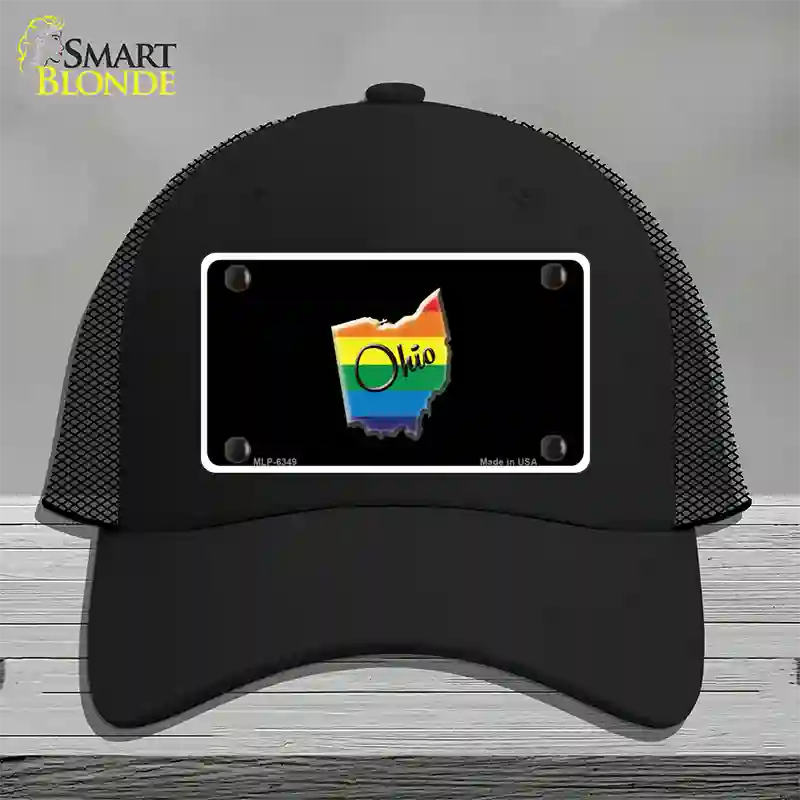 Ohio Rainbow Novelty License Plate Hat Mesh / Black