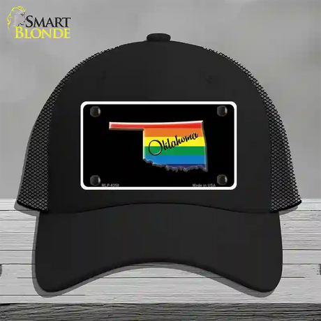 Oklahoma Rainbow Novelty License Plate Hat Mesh / Black