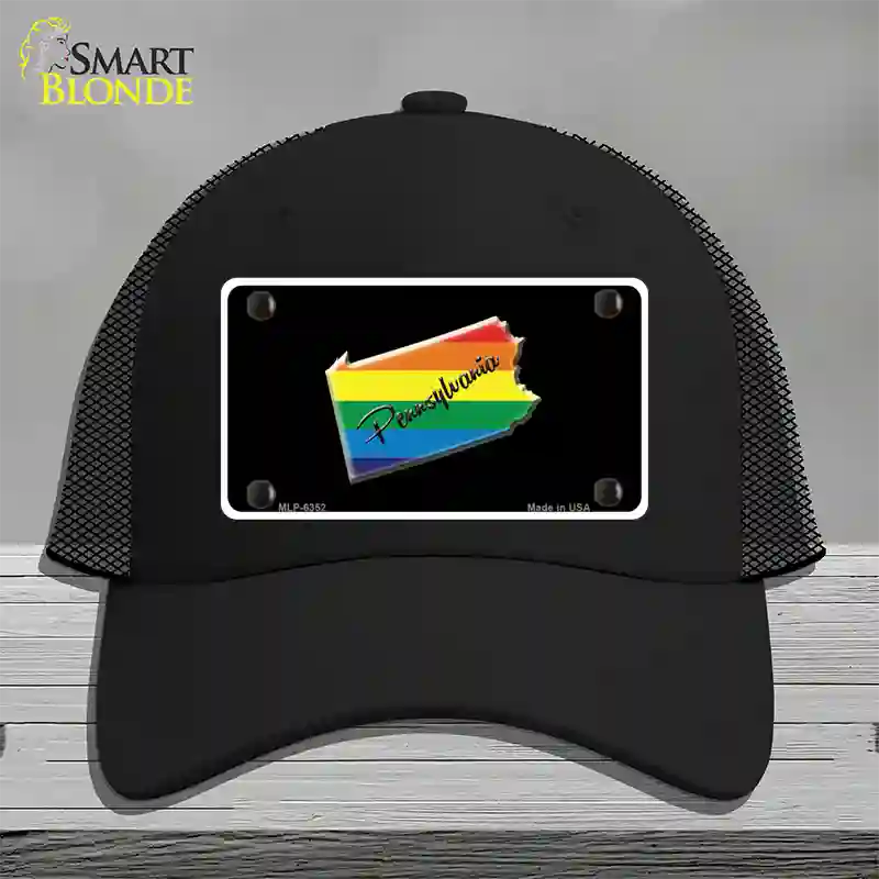 Pennsylvania Rainbow Novelty License Plate Hat Mesh / Black