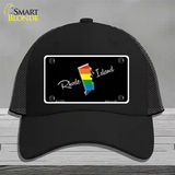 Rhode Island Rainbow Novelty License Plate Hat Mesh / Black