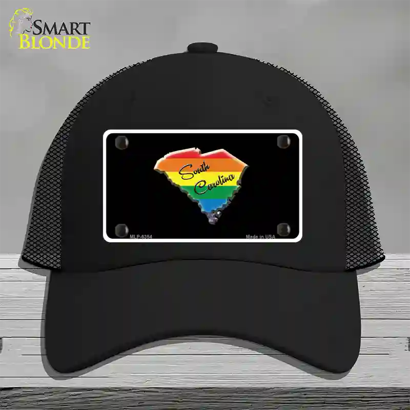 South Carolina Rainbow Novelty License Plate Hat Mesh / Black