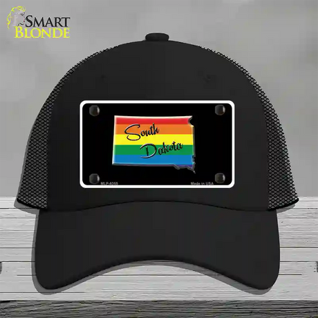 South Dakota Rainbow Novelty License Plate Hat Mesh / Black