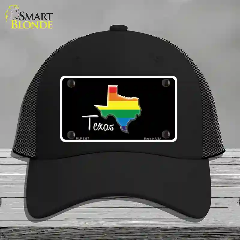 Texas Rainbow Novelty License Plate Hat Mesh / Black