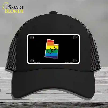 Utah Rainbow Novelty License Plate Hat Mesh / Black