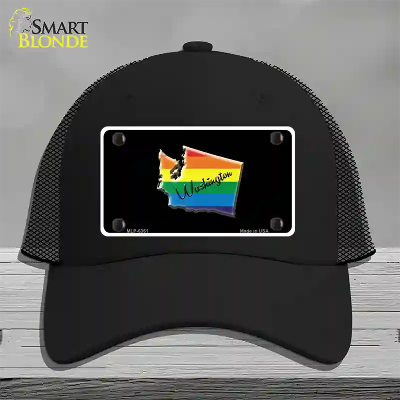 Washington Rainbow Novelty License Plate Hat Mesh / Black