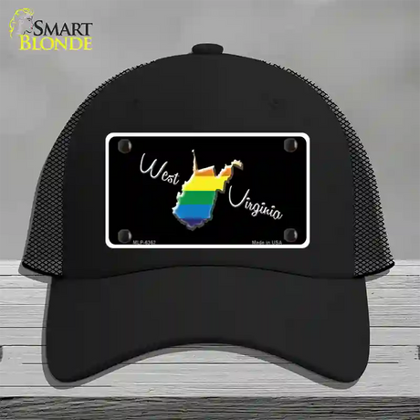 West Virginia Rainbow Novelty License Plate Hat Mesh / Black