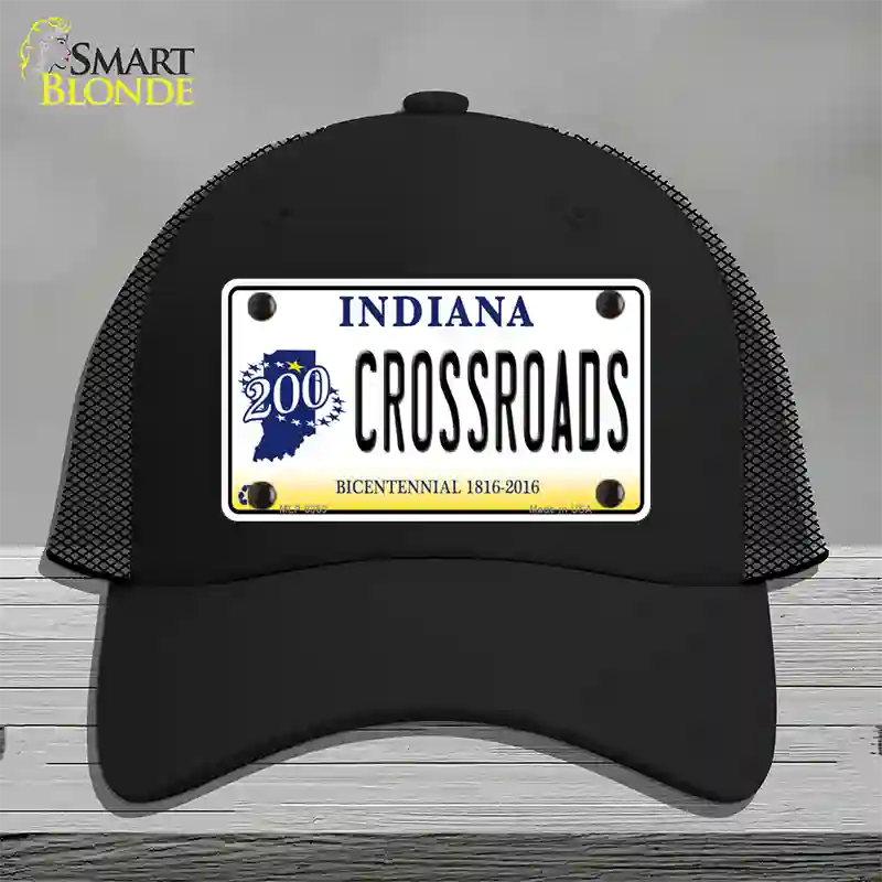 Crossroads Indiana Novelty License Plate Hat Mesh / Black