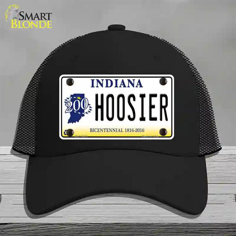 Hoosier Indiana Novelty License Plate Hat Mesh / Black