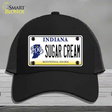 Sugar Cream Indiana Novelty License Plate Hat Mesh / Black