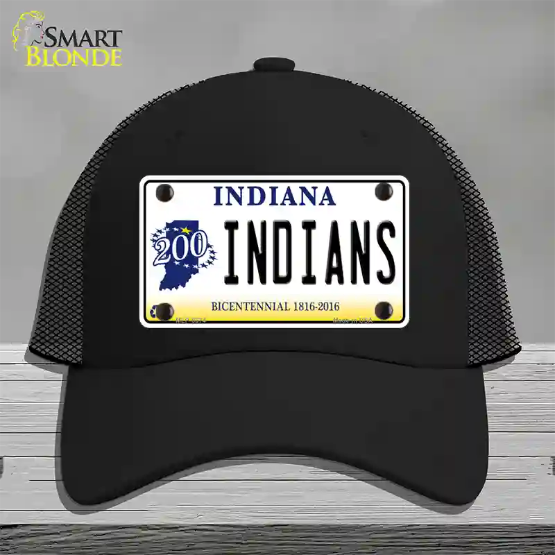 Indians Indiana Novelty License Plate Hat Mesh / Black