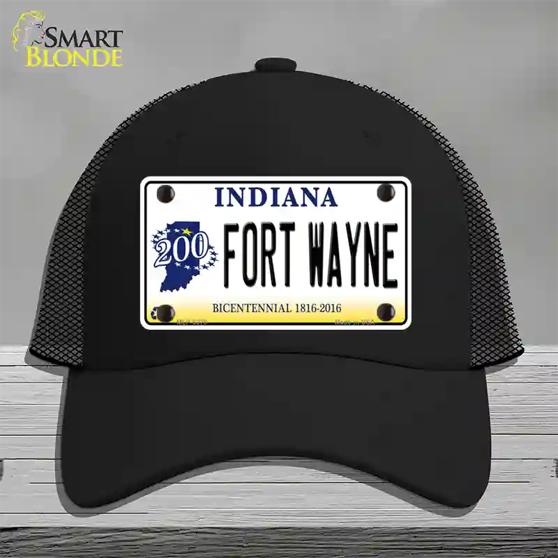 Fort Wayne Indiana Novelty License Plate Hat Mesh / Black