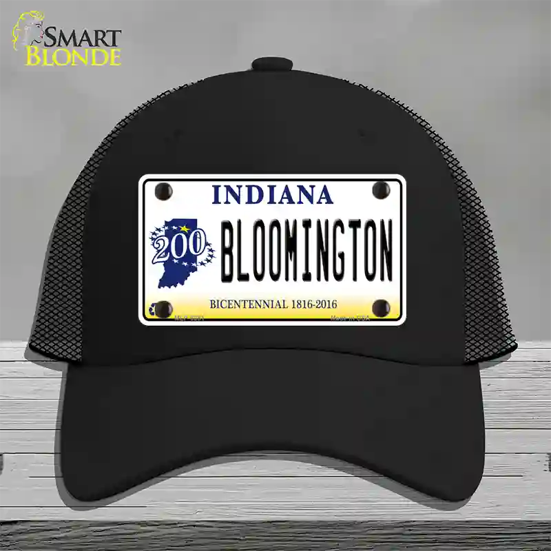 Bloomington Indiana Novelty License Plate Hat Mesh / Black