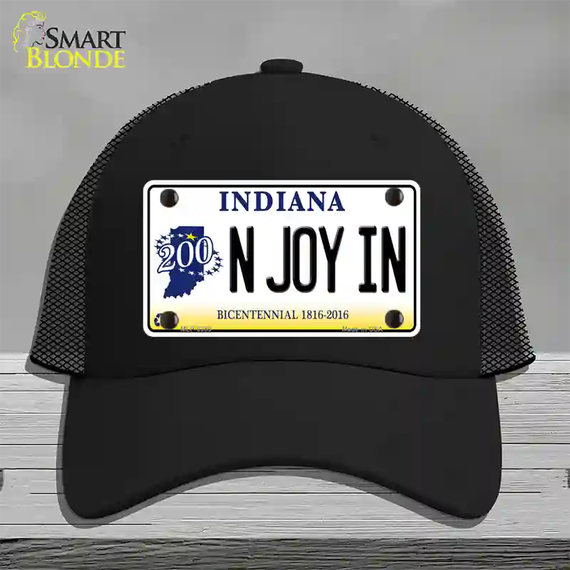 N Joy Indiana Novelty License Plate Hat Mesh / Black