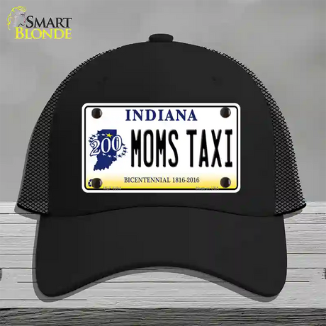 Moms Taxi Indiana Novelty License Plate Hat Mesh / Black