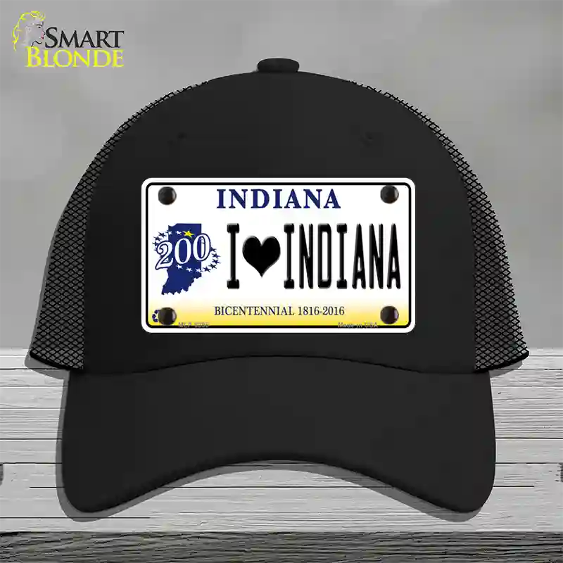 I Love Indiana Novelty License Plate Hat Mesh / Black