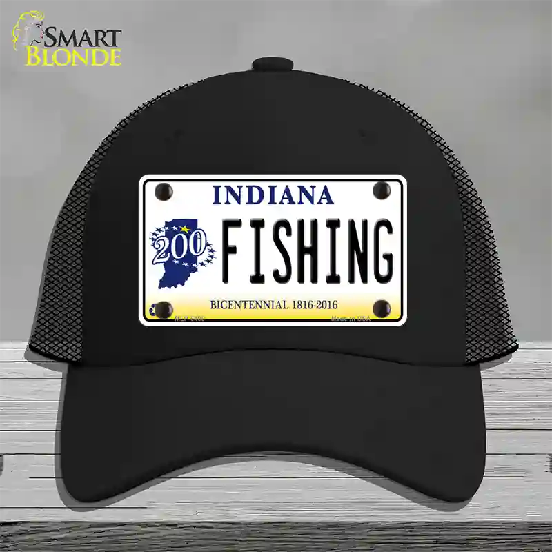 Fishing Indiana Novelty License Plate Hat Mesh / Black