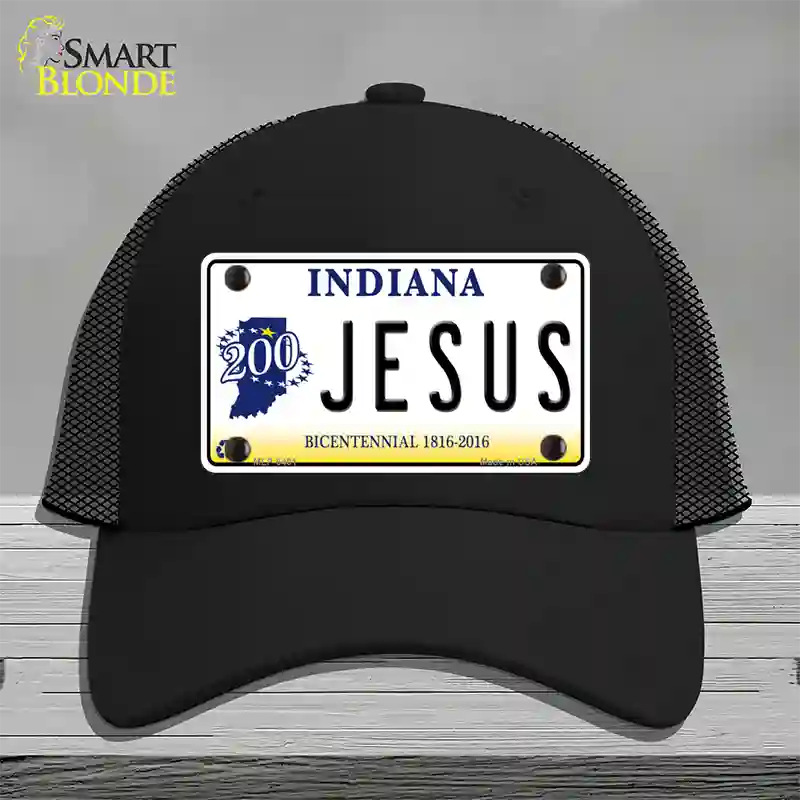 Jesus Indiana Novelty License Plate Hat Mesh / Black