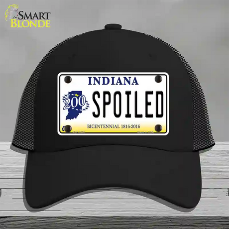 Spoiled Indiana Novelty License Plate Hat Mesh / Black