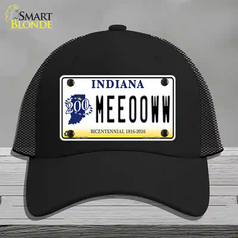 Meeooww Indiana Novelty License Plate Hat Mesh / Black