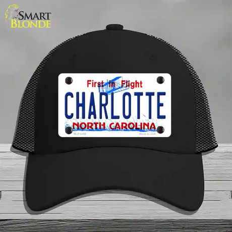 Charlotte North Carolina Novelty License Plate Hat Mesh / Black