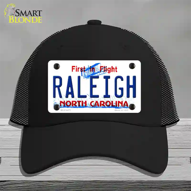 Raleigh North Carolina Novelty License Plate Hat Mesh / Black