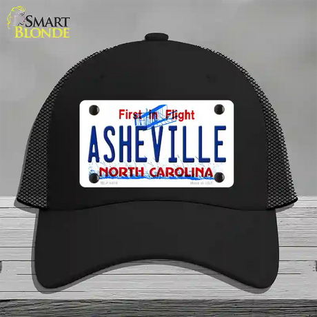 Asheville North Carolina Novelty License Plate Hat Mesh / Black