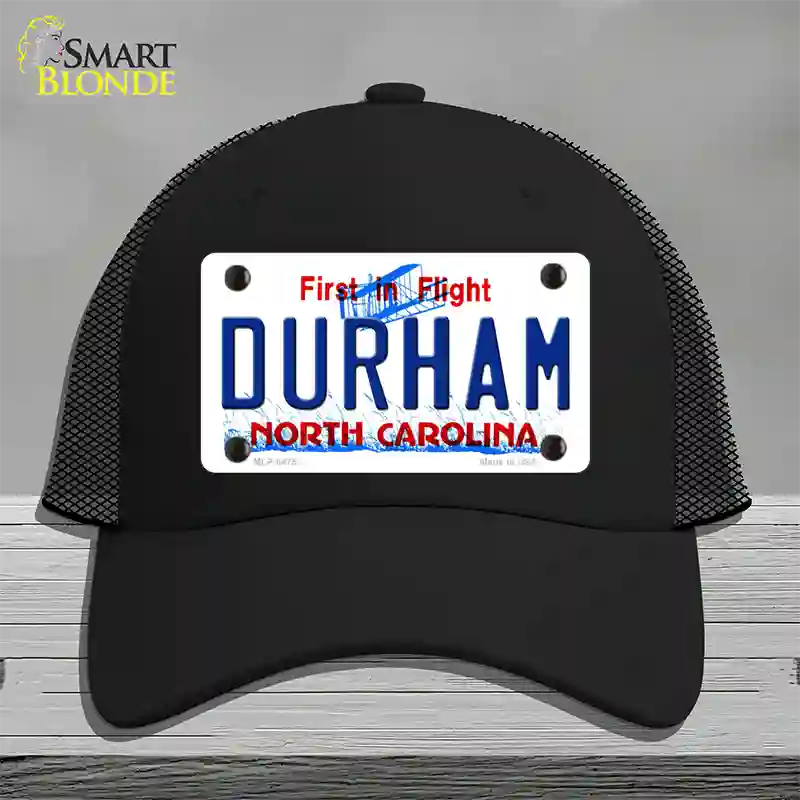 Durham North Carolina Novelty License Plate Hat Mesh / Black