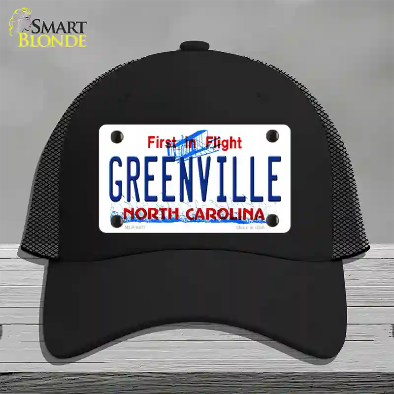 Greenville North Carolina Novelty License Plate Hat Mesh / Black