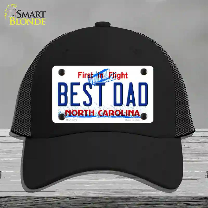 Best Dad North Carolina Novelty License Plate Hat Mesh / Black