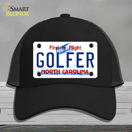 Golfer North Carolina Novelty License Plate Hat Mesh / Black