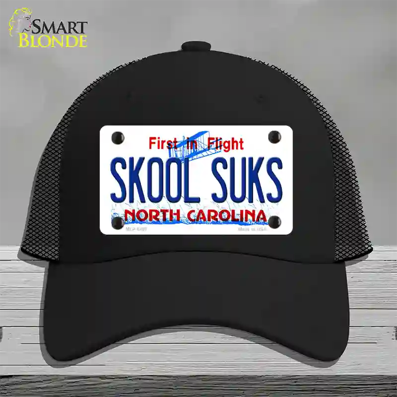 Skool Suks North Carolina Novelty License Plate Hat Mesh / Black