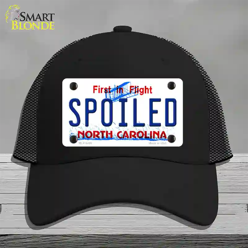 Spoiled North Carolina Novelty License Plate Hat Mesh / Black