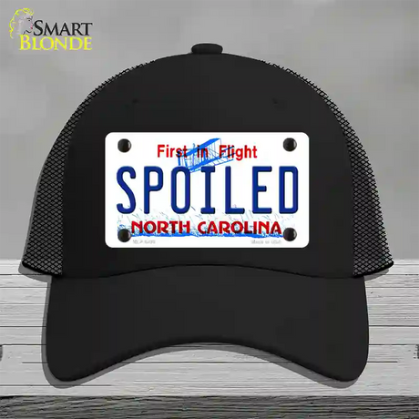 Spoiled North Carolina Novelty License Plate Hat Mesh / Black