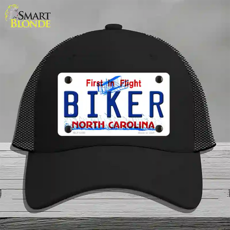 Biker North Carolina Novelty License Plate Hat Mesh / Black