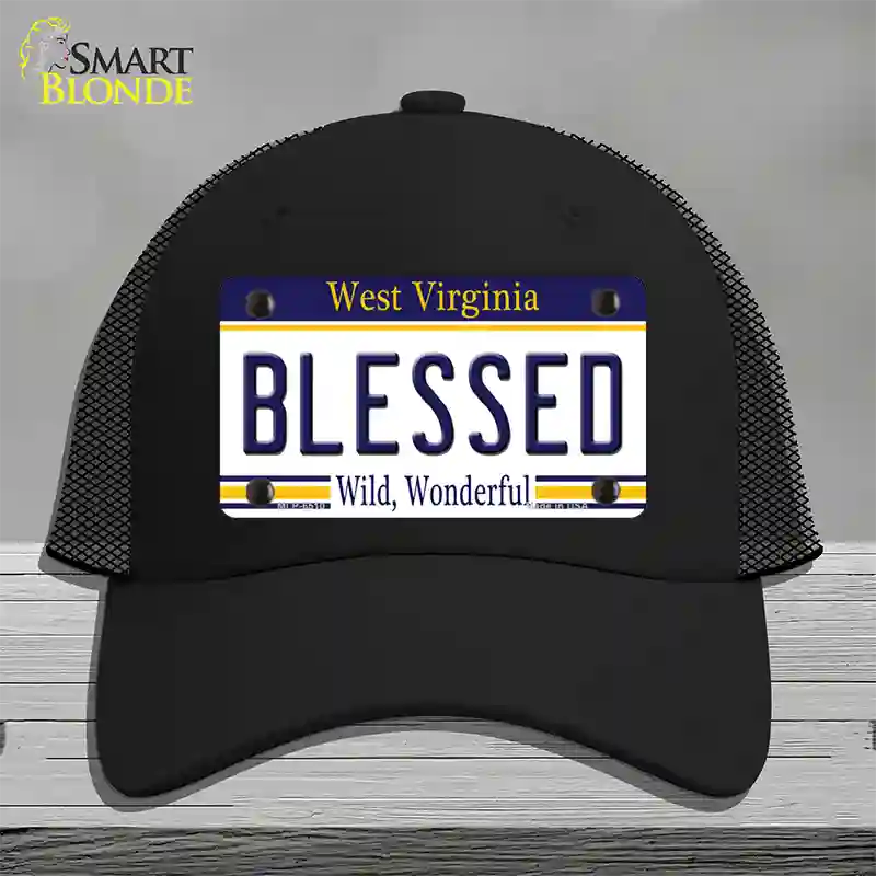 Blessed West Virginia Novelty License Plate Hat Mesh / Black