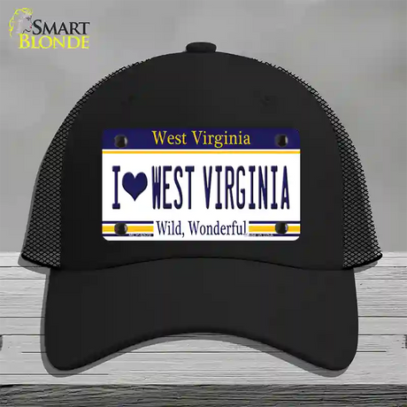 I Love West Virginia Novelty License Plate Hat Mesh / Black