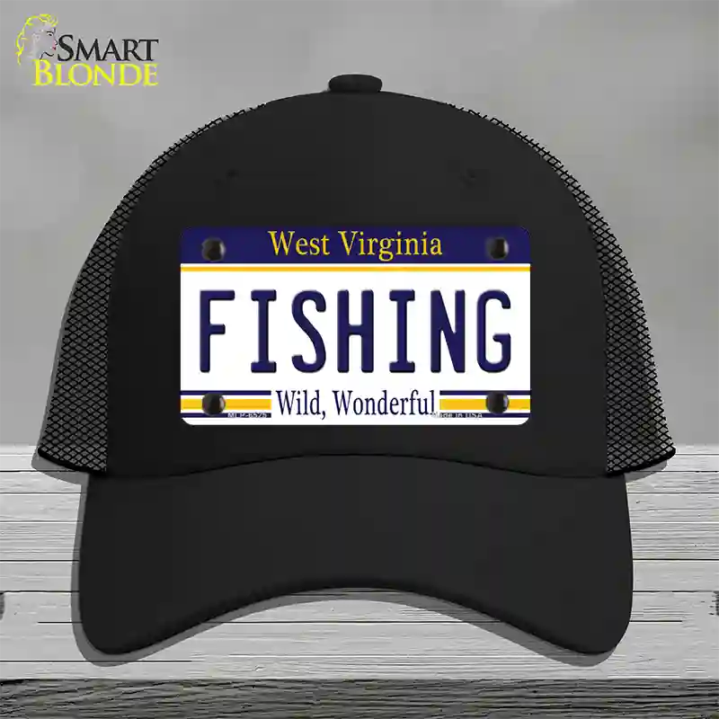 Fishing West Virginia Novelty License Plate Hat Mesh / Black