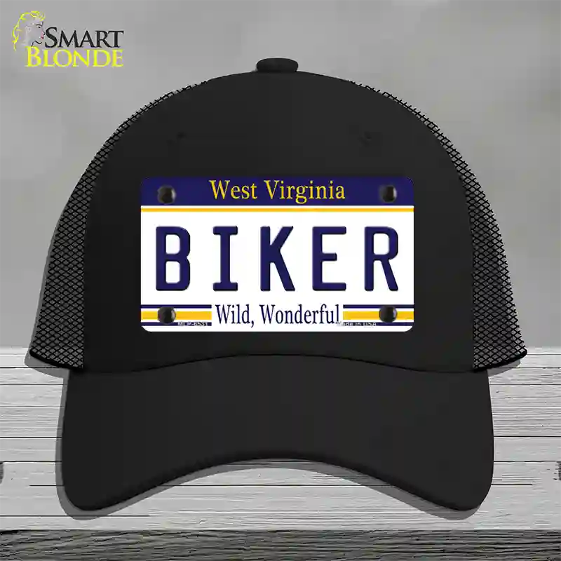 Biker West Virginia Novelty License Plate Hat Mesh / Black