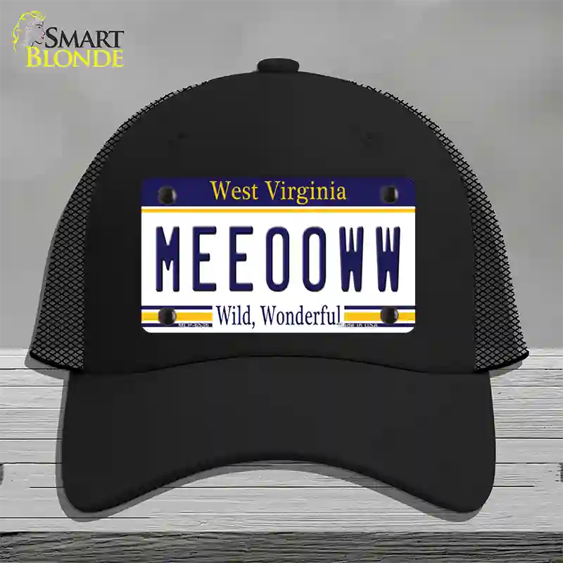 Meeooww West Virginia Novelty License Plate Hat Mesh / Black