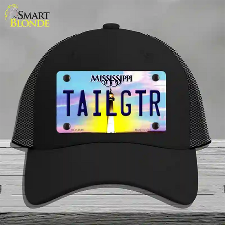 Tailgtr Mississippi Novelty License Plate Hat Mesh / Black